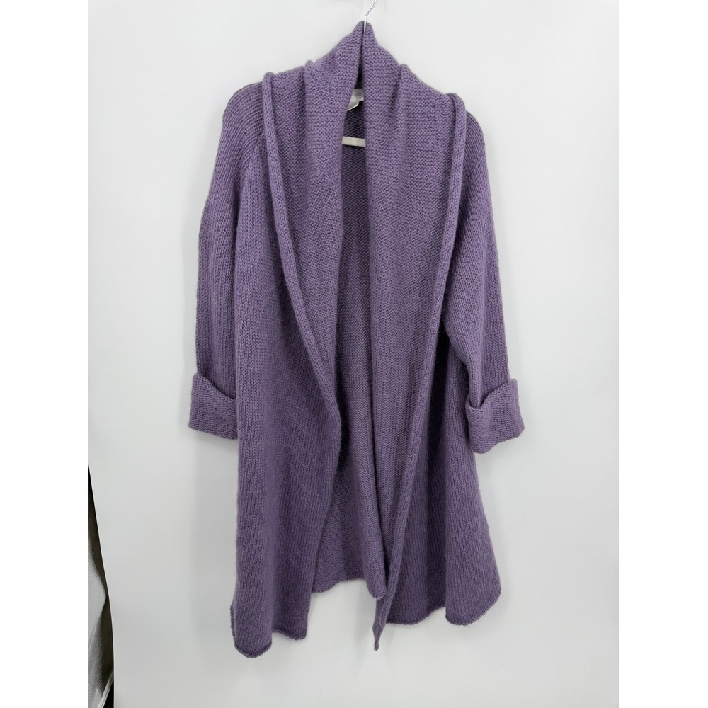 Soft Surroundings Telluride Mohair Wool Blend Cardigan sz‎ S Purple Shawl Collar